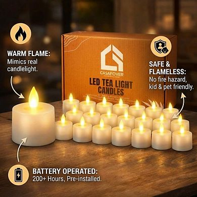 24 Pack LED Tea Light Candles, Lasting Battery Operated, 200 + Hour Flameless Tealight Candles
