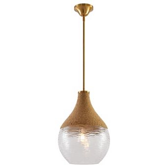 13" Modern Gold Glass and Rope Globe 1-Light Pendant Light Adjustable Hanging Ceiling Fixture