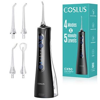 COSLUS CX50 Cordless Water Flosser, 4 Modes & 5 Intensities, Portable Rechargeable Oral Irrigator