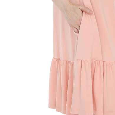 Women’s Flutter Sleeve Button Front Tiered Maternity Dress