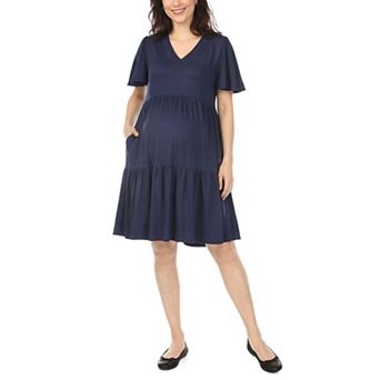 Women’s Short Sleeve Tiered A-Line Maternity Dress