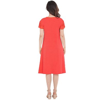 Women’s Flutter Sleeve Tie Neck Maternity Dress