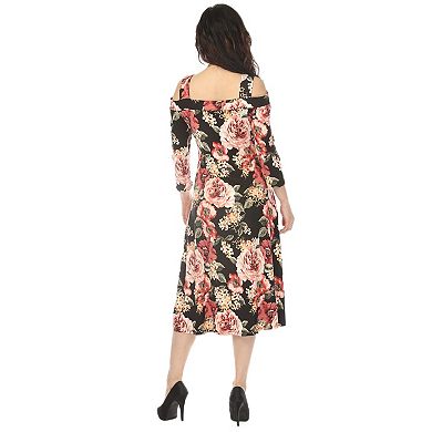 Women’s Cold Shoulder Floral Print Maternity Dress