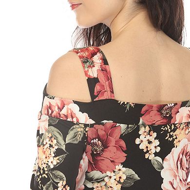 Women’s Cold Shoulder Floral Print Maternity Dress