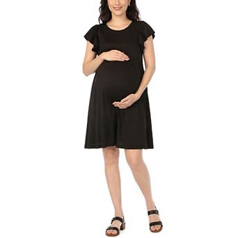 Women’s Scoop Neck Flutter Sleeve Maternity Dress