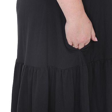 Plus Size Flutter Sleeve Button Front Tiered Maternity Dress