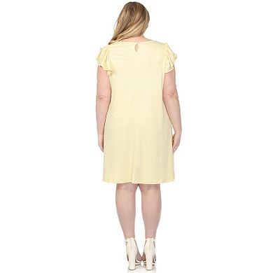 Plus Size Scoop Neck Flutter Sleeve Maternity Dress