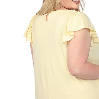 Plus Size Scoop Neck Flutter Sleeve Maternity Dress
