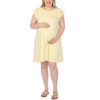 Plus Size Scoop Neck Flutter Sleeve Maternity Dress