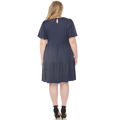 Plus Size Short Sleeve Tiered A-Line Maternity Dress