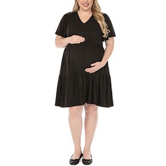 Plus Size Short Sleeve Tiered A-Line Maternity Dress
