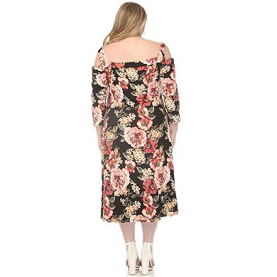 Plus Size Cold Shoulder Floral Print Maternity Dress