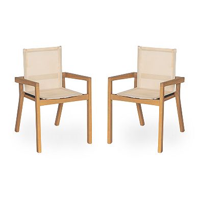 Patio Dining Chair Set Textile Cushion Accessory Teak Wood Frame For Outdoor Household Use