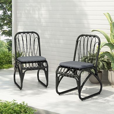 Patio Dining Chair Set Washable Cushion Accessory Rattan Weave For Exterior Home Space