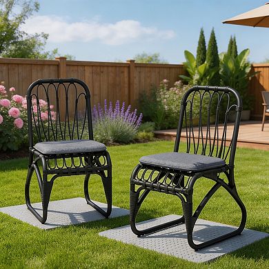 Patio Dining Chair Set Washable Cushion Accessory Rattan Weave For Exterior Home Space
