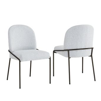 Upholstered Dining Chairs With Curved High Back, Sturdy Iron Frame For Household Space