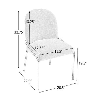 Upholstered Dining Chairs With Curved High Back, Sturdy Iron Frame For Household Space