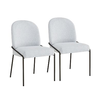 Upholstered Dining Chairs With Curved High Back, Sturdy Iron Frame For Household Space