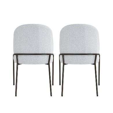 Upholstered Dining Chairs With Curved High Back, Sturdy Iron Frame For Household Space