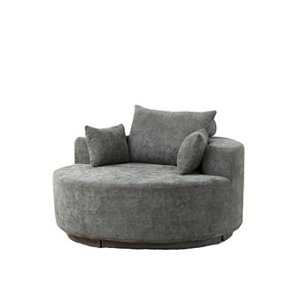 Lounge Chair Swivel Sleeper Function Chenille Foam Cushion For Residential Living Room