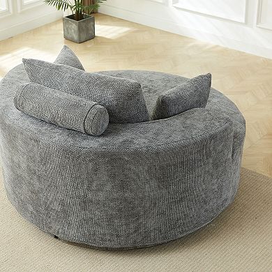 Lounge Chair Swivel Sleeper Function Chenille Foam Cushion For Residential Living Room