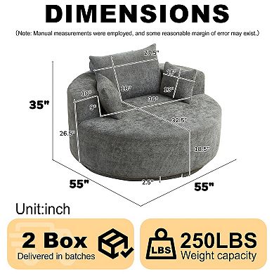 Lounge Chair Swivel Sleeper Function Chenille Foam Cushion For Residential Living Room