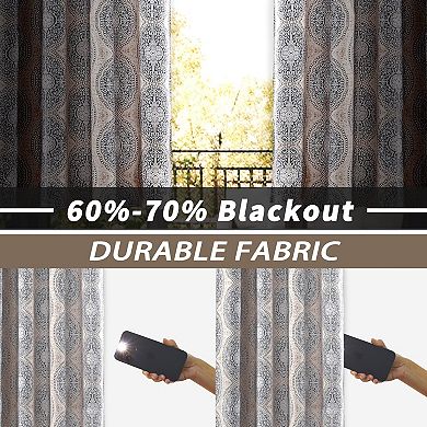 DriftAway Room Darkening Curtain Damask Pattern Medallion Drapes for Living Room and Bedroom