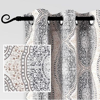 DriftAway Room Darkening Curtain Damask Pattern Medallion Drapes for Living Room and Bedroom