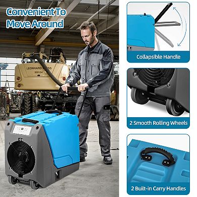 180 pt. 6000 sq.ft. Commercial Dehumidifier with Drain Pump, Wheels, LCD Screen