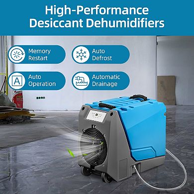 180 pt. 6000 sq.ft. Commercial Dehumidifier with Drain Pump, Wheels, LCD Screen
