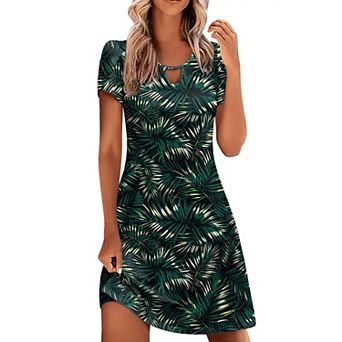 Zeagoo Women's Summer Beach Boho Dress Short Sleeve Casual Shift Dress with Pockets