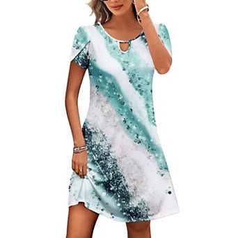 Zeagoo Women's Summer Beach Boho Dress Short Sleeve Casual Shift Dress with Pockets
