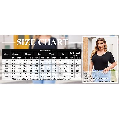 Zeagoo Women's Plus Size Short Sleeve Scoop Neck Basic Bodysuit Top