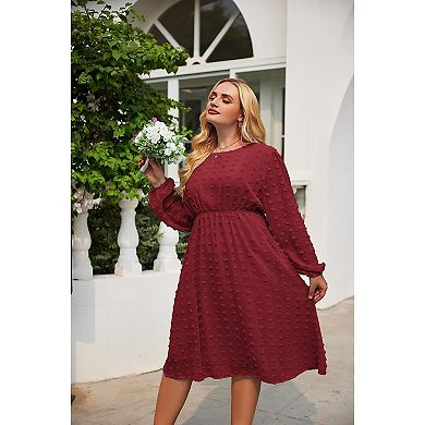 Zeagoo Women's Plus Size Swiss Dot Chiffon Ruffle Babydoll Midi Dress