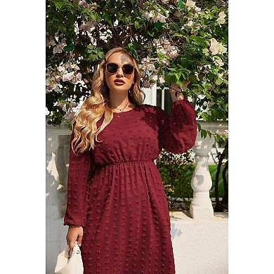 Zeagoo Women's Plus Size Swiss Dot Chiffon Ruffle Babydoll Midi Dress