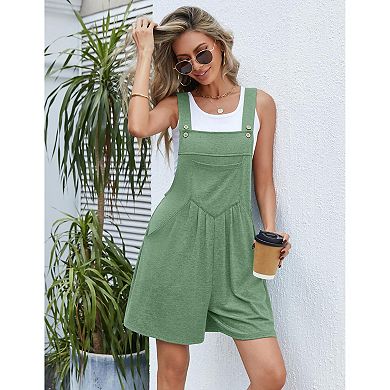 Ekouaer Overalls Boho Romper Floral Sleeveless Jumpsuits Summer Beach Outfits