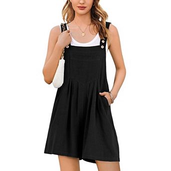 Ekouaer Overalls Boho Romper Floral Sleeveless Jumpsuits Summer Beach Outfits
