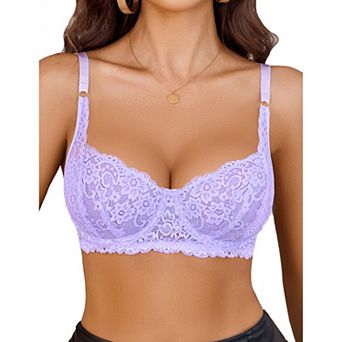 Avidlove Women Lace Underwire Bra Mesh Balconette Unlined Everyday Bra Lingerie