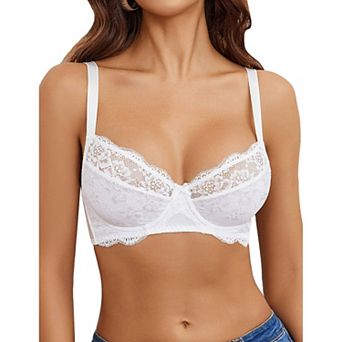 Avidlove Women Lace Bra Mesh Balconette Underwire Unlined Everyday Bra Lingerie