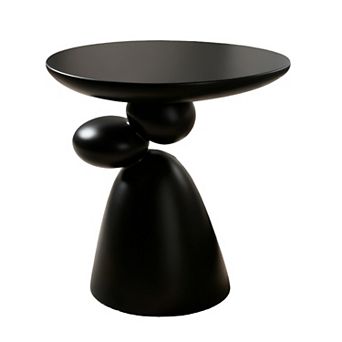 Fiberglass Side Table with Stone Inspired Shape for Living Room Decor