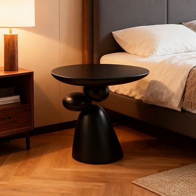 Fiberglass Side Table with Stone Inspired Shape for Living Room Decor