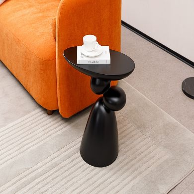 Fiberglass Side Table with Stone Inspired Shape for Living Room Decor