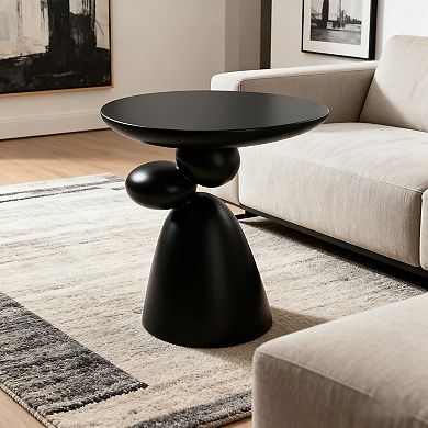 Fiberglass Side Table with Stone Inspired Shape for Living Room Decor