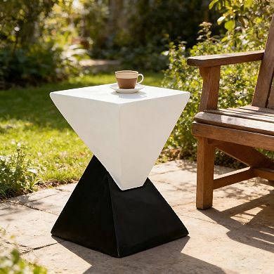 Geometric Side Table with Durable MGO Construction for Indoor and Outdoor Use