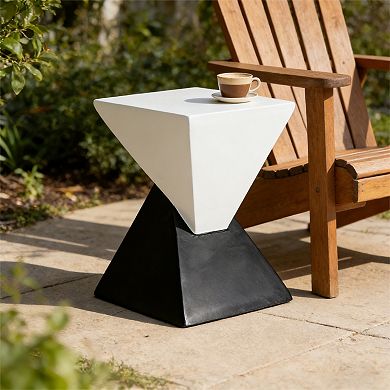 Geometric Side Table with Durable MGO Construction for Indoor and Outdoor Use