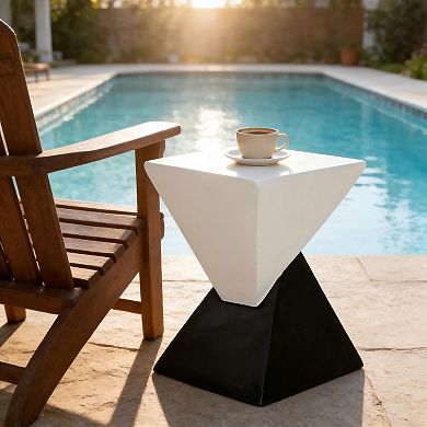 Geometric Side Table with Durable MGO Construction for Indoor and Outdoor Use