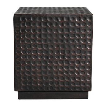 Square Fluted Coffee Table with MGO Frame for Backyard and Poolside Accent