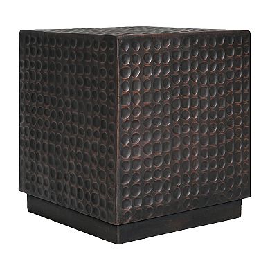 Square Fluted Coffee Table with MGO Frame for Backyard and Poolside Accent