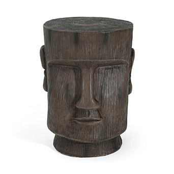 Moai Statue Pedestal Table with Durable Concrete Construction for Garden Decor