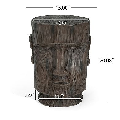 Moai Statue Pedestal Table with Durable Concrete Construction for Garden Decor